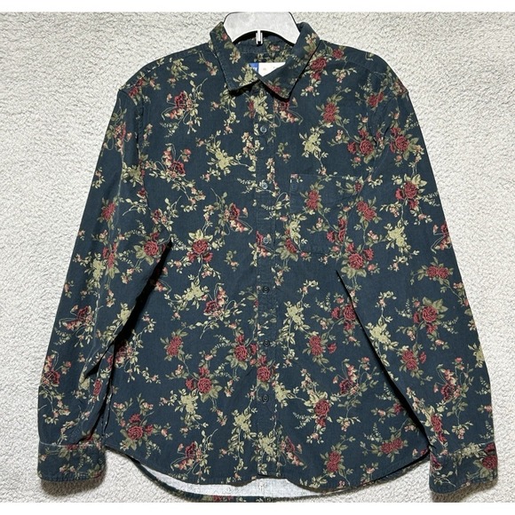Old Navy Tops - Old Navy Everyday Shirt  Womans XL Blue Cottagecore Button Up Dark Whimsigoth